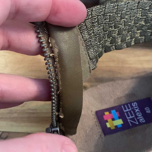 Zee Alexis Fran 40 bronze metallic elastic cross cross rear zip comfort sandals - Picture 10 of 13